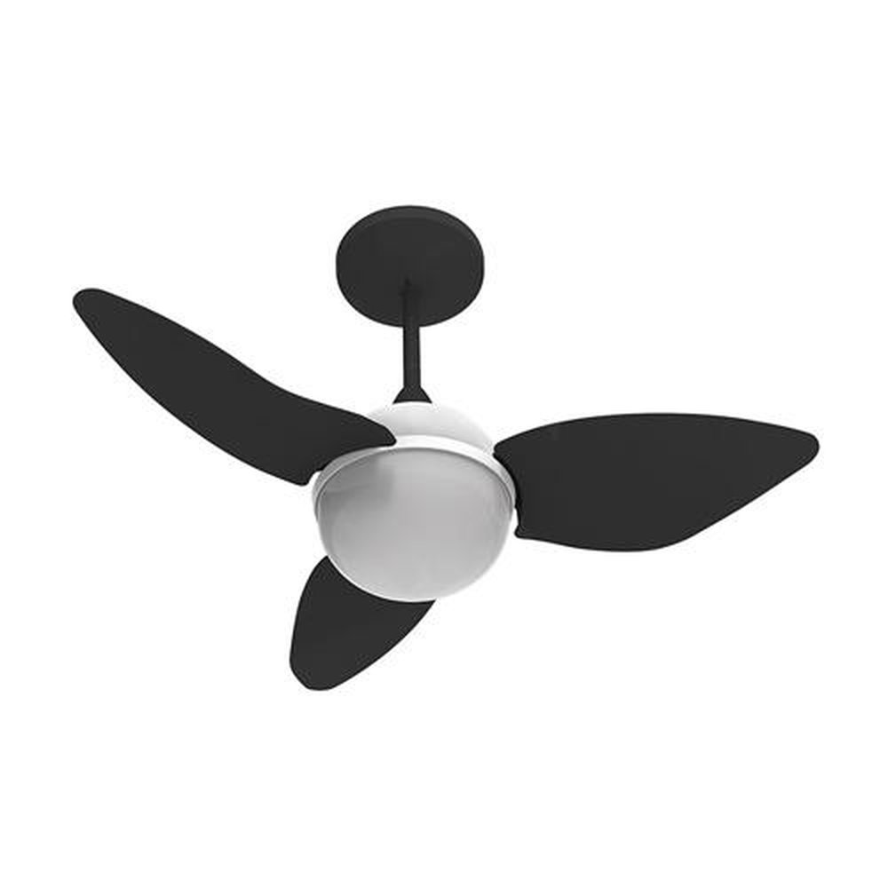 Ventilador de Teto Aliseu Smart 81cm, 3 Pás, com Luminária para 2 Lâmpadas, Preto, 220V