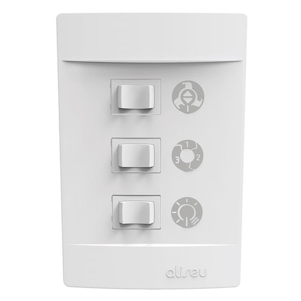 Ventilador de Teto Aliseu Smart 81cm, 3 Pás, com Luminária para 2 Lâmpadas, Preto, 220V