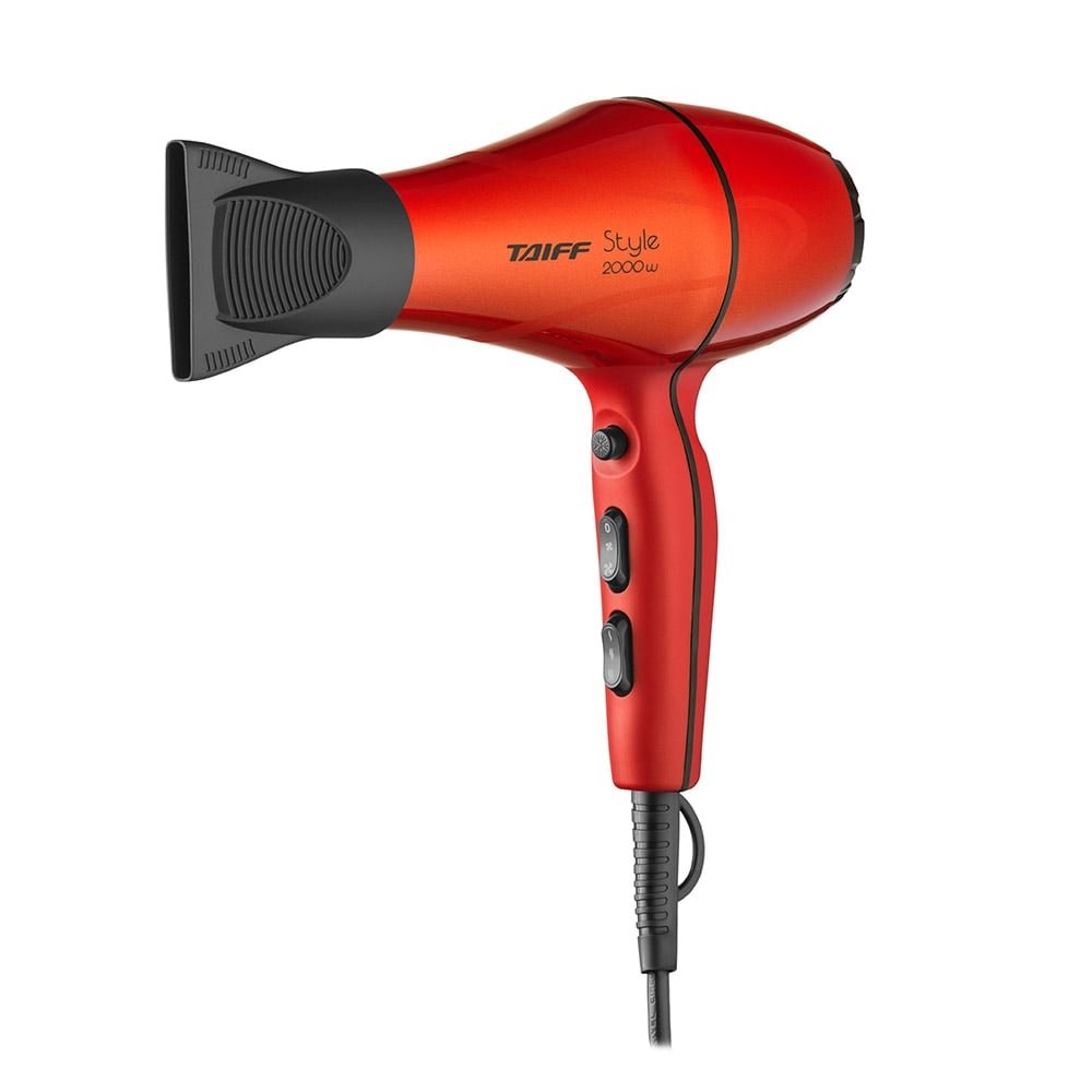 Secador de Cabelo Taiff Style, 2 Velocidades, 3 Temperaturas, Cabo de 1,8m, 2000W, Vermelho, 220V