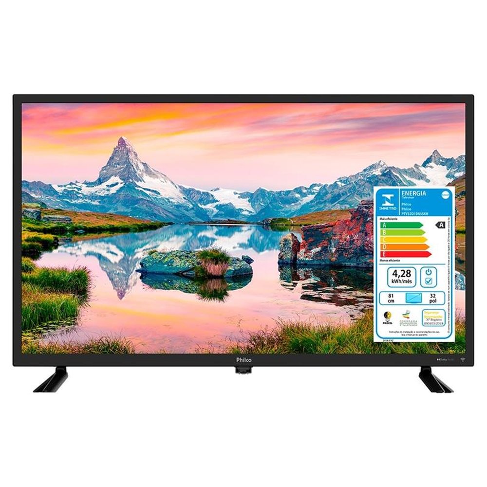 Smart TV LED 32" Philco PTV32D10N5SKH HD com Wi-Fi, 2 USB, 1 HDMI, Dolby Audio, Midia Cast, 60Hz
