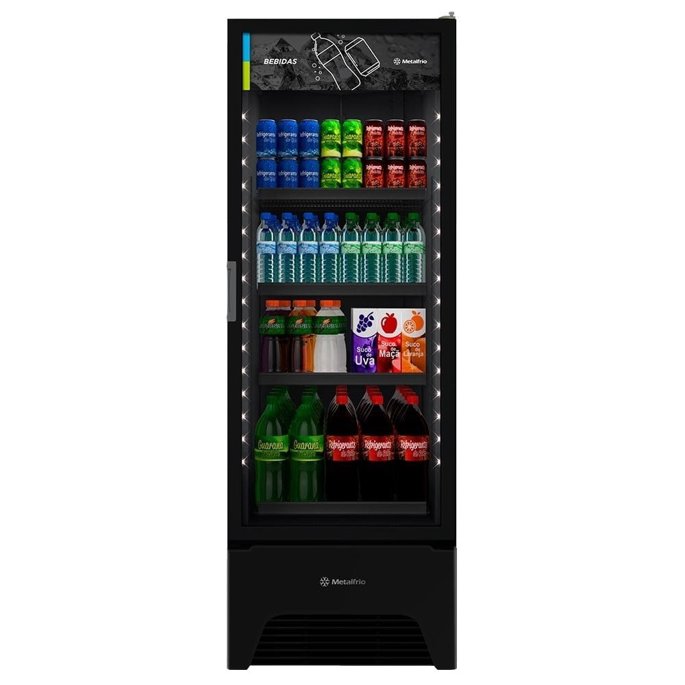 Refrigerador Vitrine Metalfrio 572 Litros VB52AH - Frost Free, Porta de Vidro, Preto, 220V