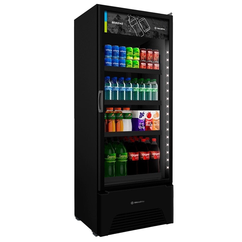 Refrigerador Vitrine Metalfrio 572 Litros VB52AH - Frost Free, Porta de Vidro, Preto, 220V