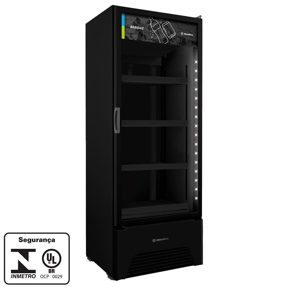 Refrigerador Vitrine Metalfrio 572 Litros VB52AH - Frost Free, Porta de Vidro, Preto, 220V