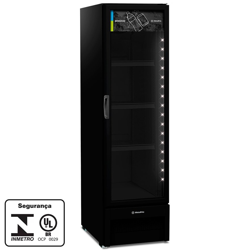 Refrigerador Vitrine Metalfrio 324 Litros VB28RH - Frost Free, Tanque Plástico, Preto, 110V