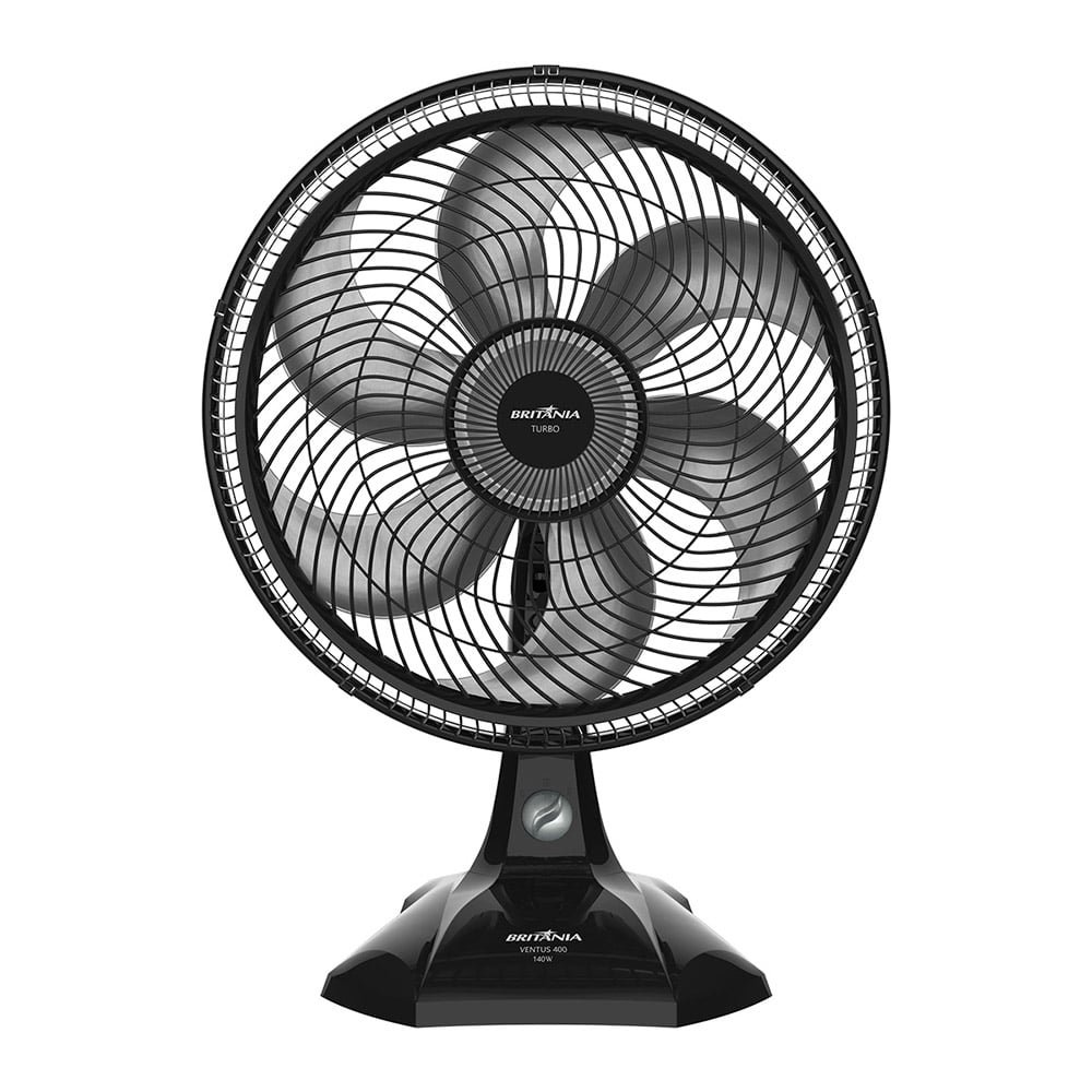 Ventilador de Mesa Britânia Ventus 400, 40cm, 3 Velocidades, 6 Pás, 140W, Preto, 220V