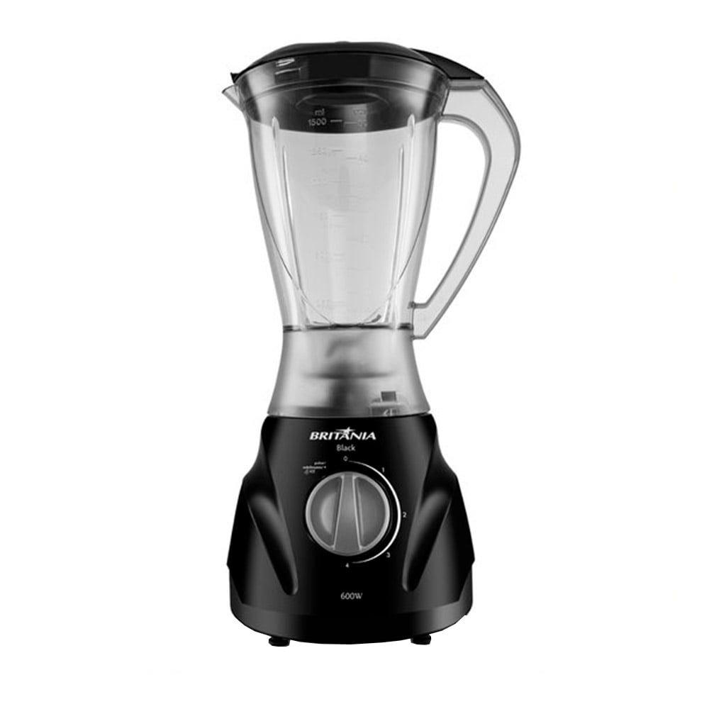 Liquidificador Britânia Black - Copo de Plástico, 3 Velocidades + Pulsar, 600W, Preto 110V