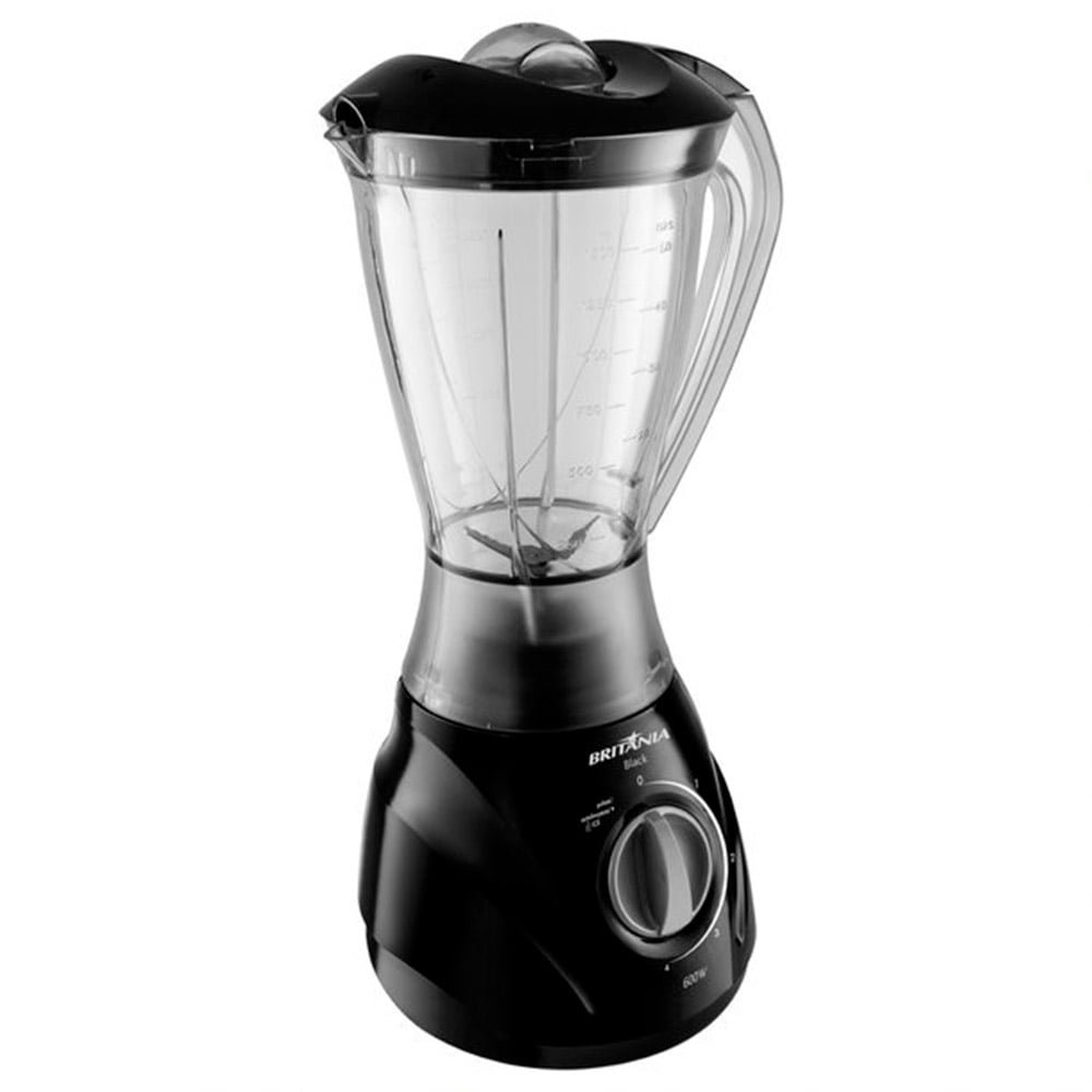 Liquidificador Britânia Black - Copo de Plástico, 3 Velocidades + Pulsar, 600W, Preto 110V