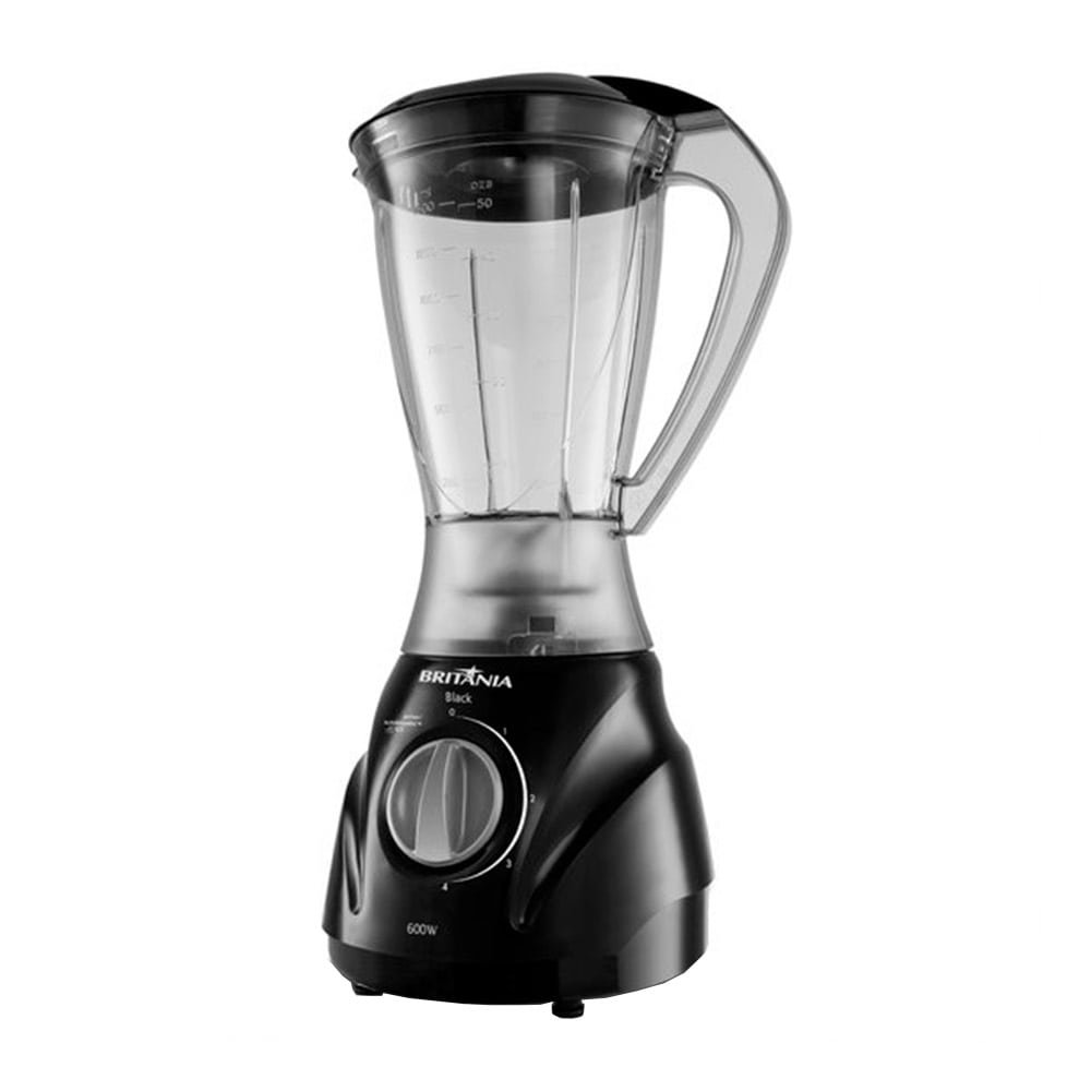 Liquidificador Britânia Black - Copo de Plástico, 3 Velocidades + Pulsar, 600W, Preto 110V