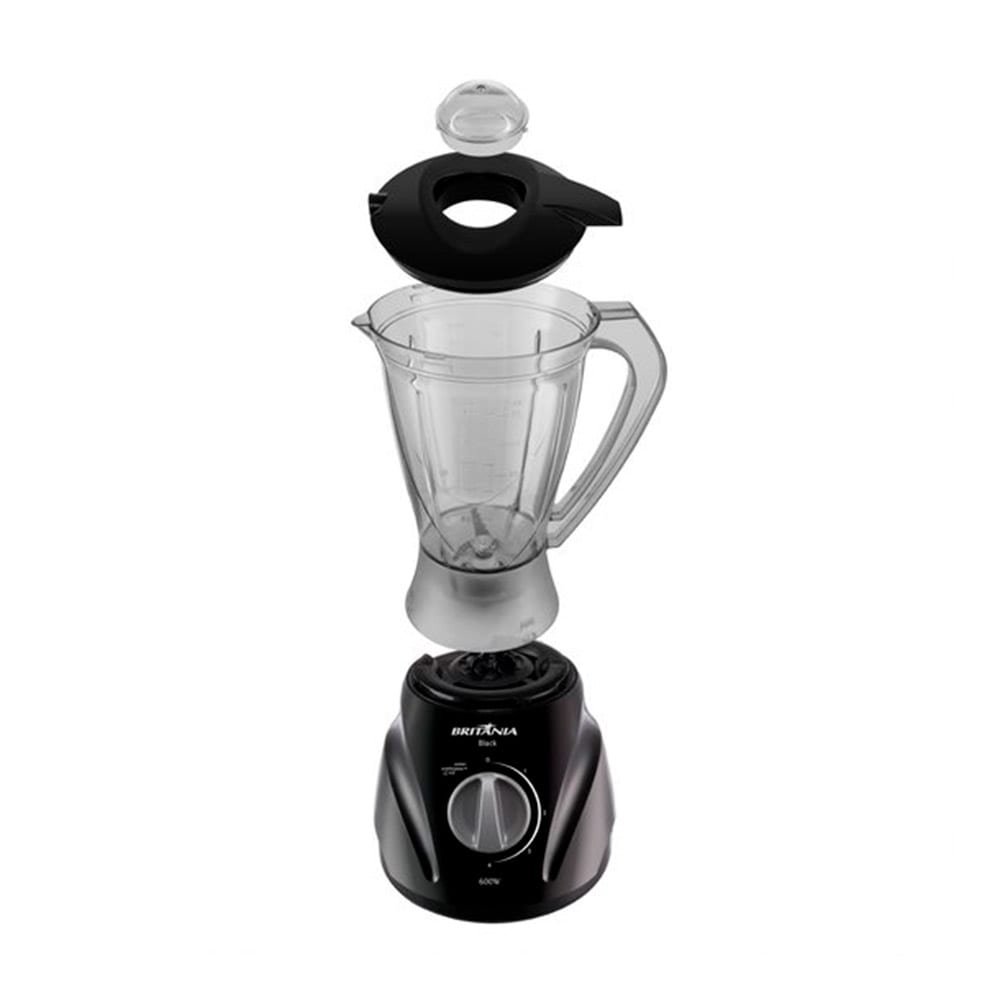 Liquidificador Britânia Black - Copo de Plástico, 3 Velocidades + Pulsar, 600W, Preto 110V