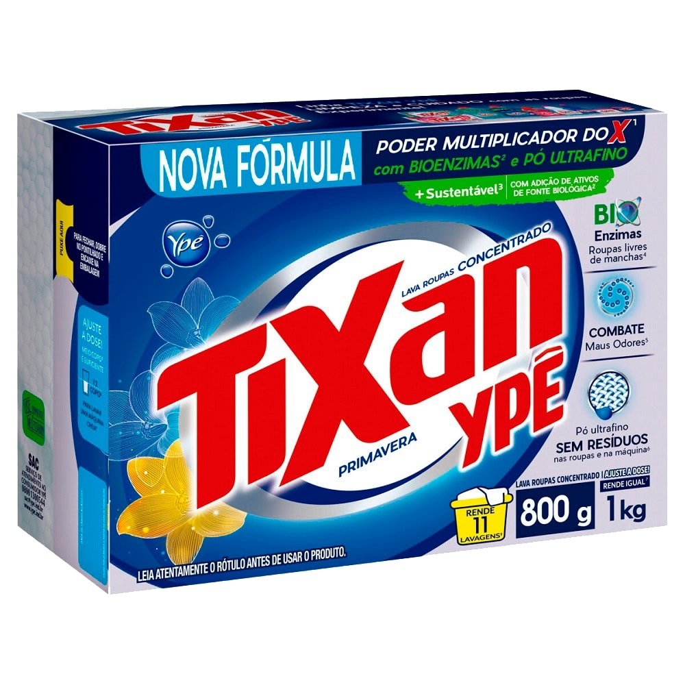 Sabão em Pó Tixan Primavera 800g Embalagem com 20 Unidades
