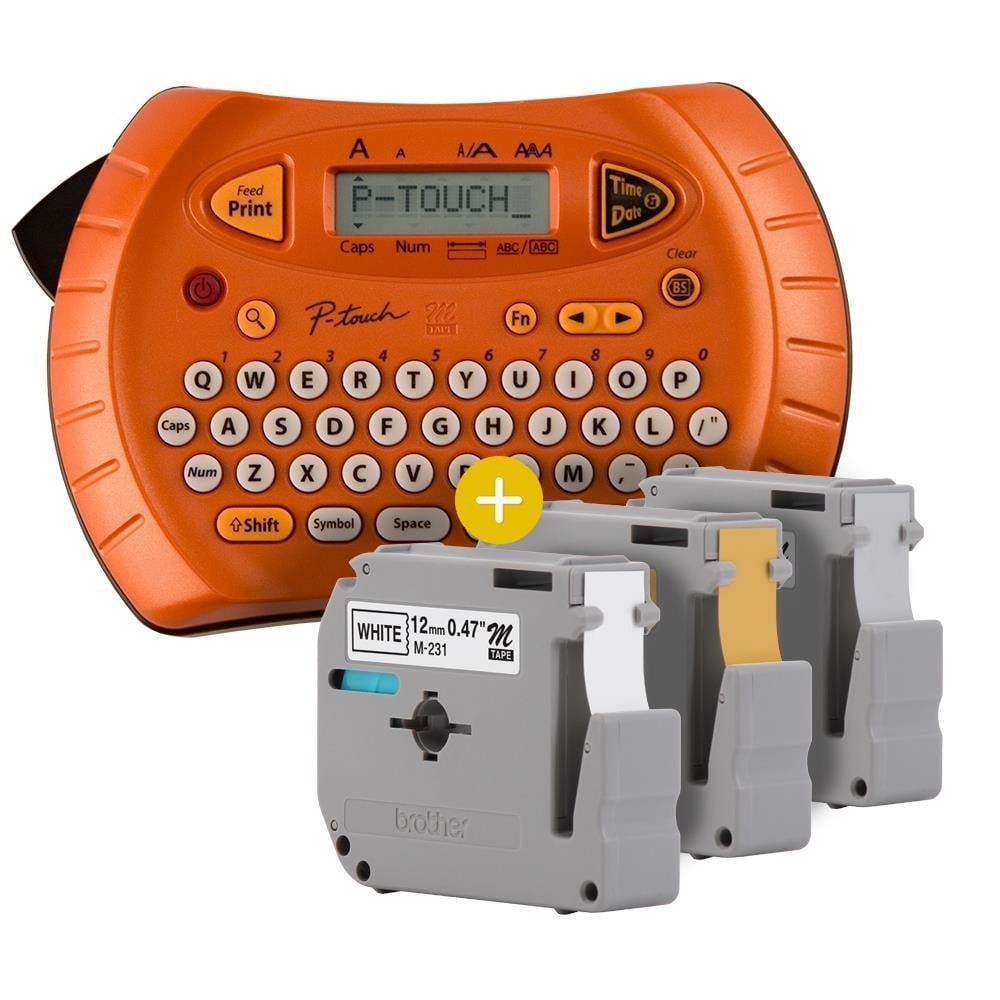 Rotulador Eletrônico Brother PT70BP, Laranja, com 3 Fitas