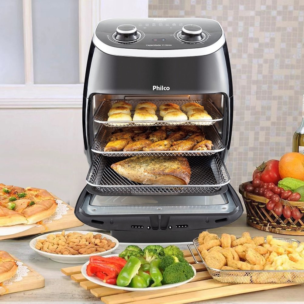 Fritadeira sem Óleo Philco Air Fryer Oven PFR2000P | 11 Litros, 2 em 1, Preto, 220V