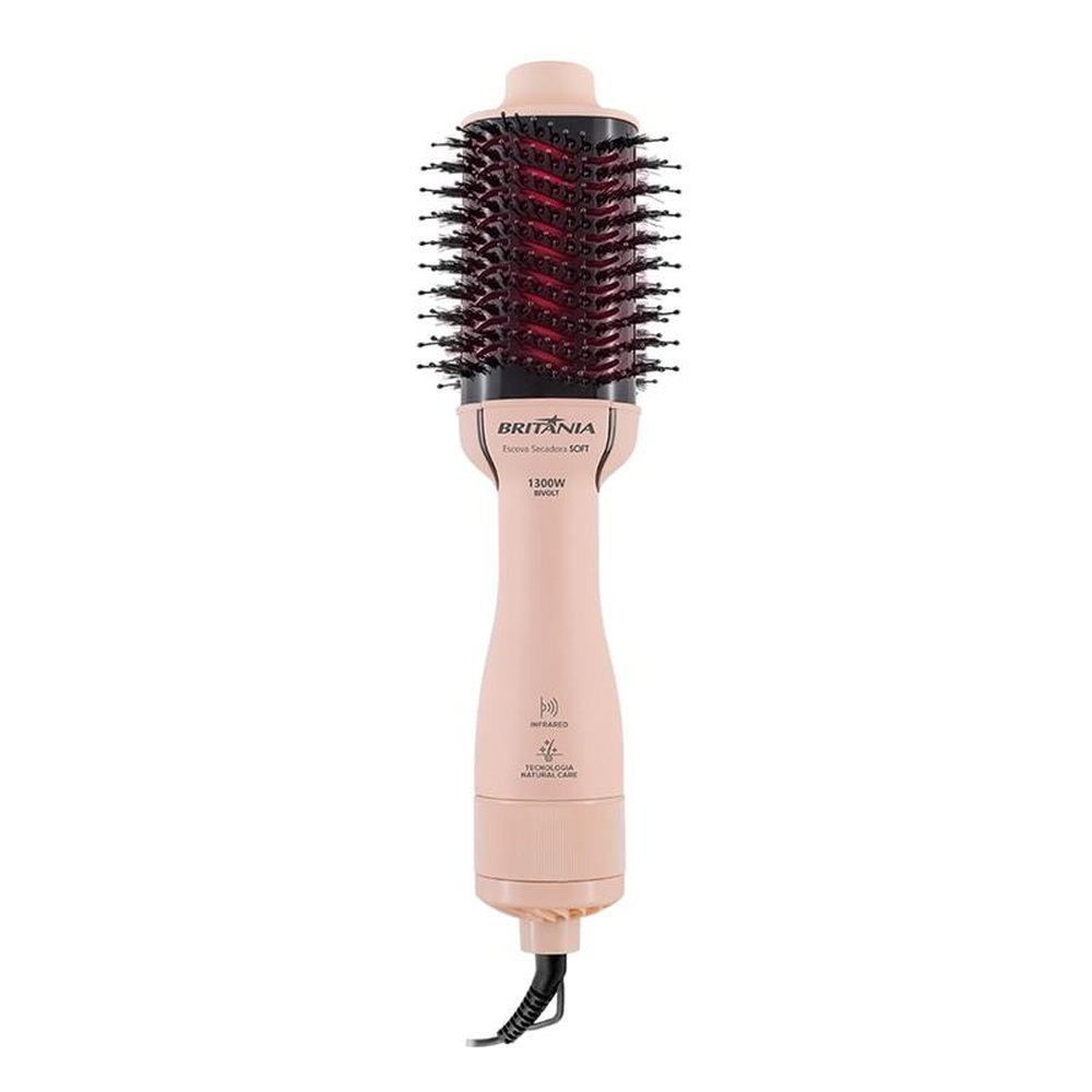 Escova Secadora Britânia Soft BEC07R, 3 em 1, 1300W, Rosa, Bivolt