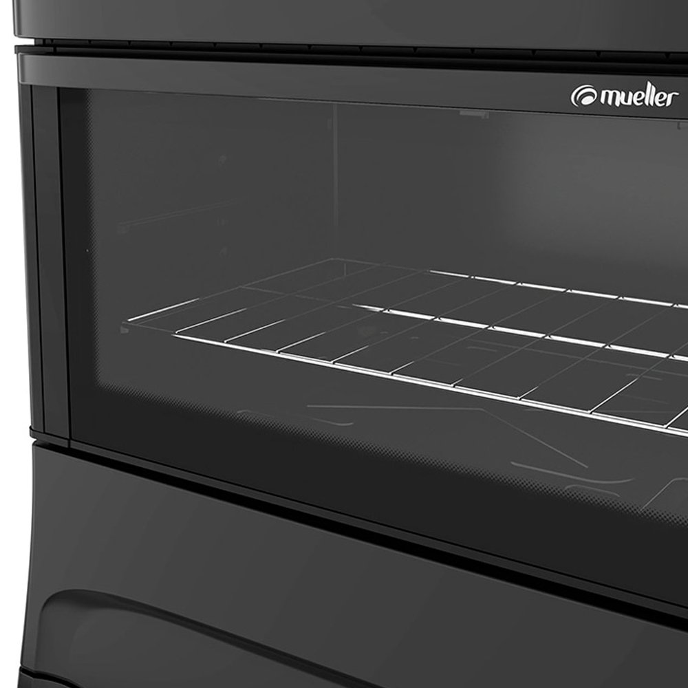 Fogão de Piso Mueller 5 Bocas Moderatto - Mesa de Inox, Preto Fosco