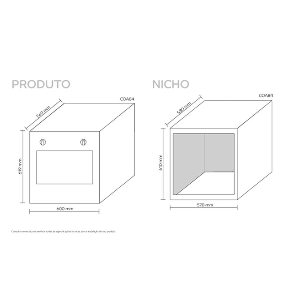 Forno a Gás de Embutir Consul 78L COA84BR, Prata, 220V