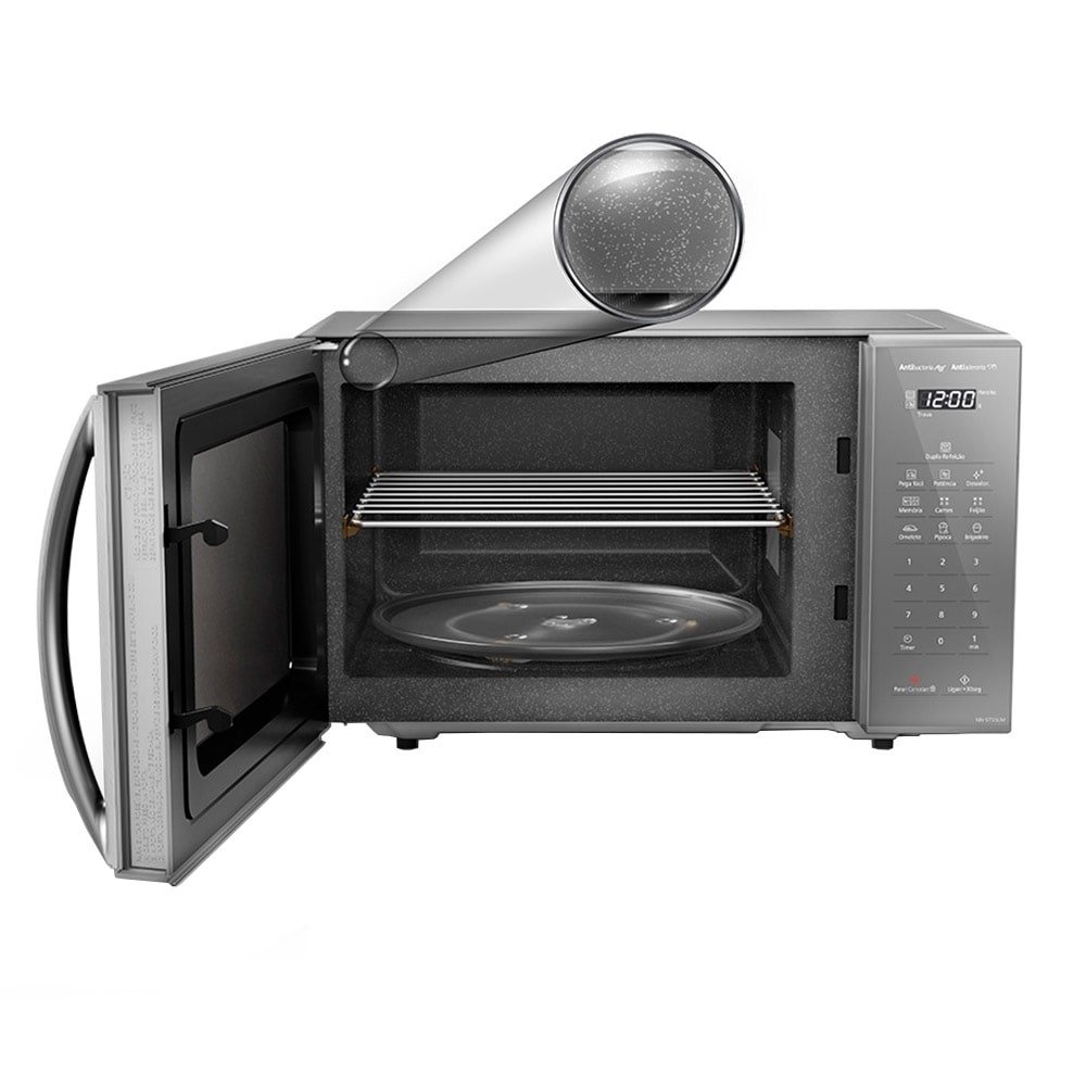 Micro-ondas Panasonic 27 Litros NN-ST55LMRUN, Prata/Cinza, 220V