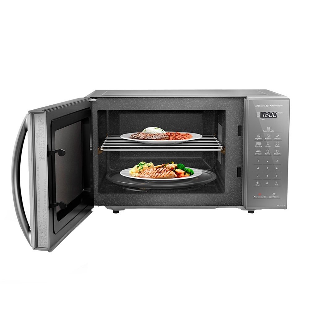 Micro-ondas Panasonic 27 Litros NN-ST55LMRUN, Prata/Cinza, 220V