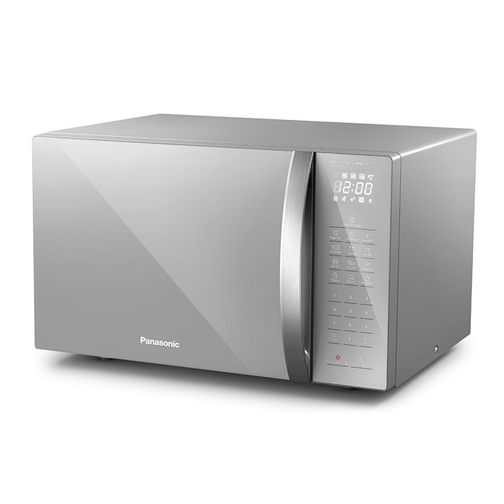 Micro-ondas Panasonic 34 Litros NN-ST67LSRUN, Porta Espelhada, Inox, 220V