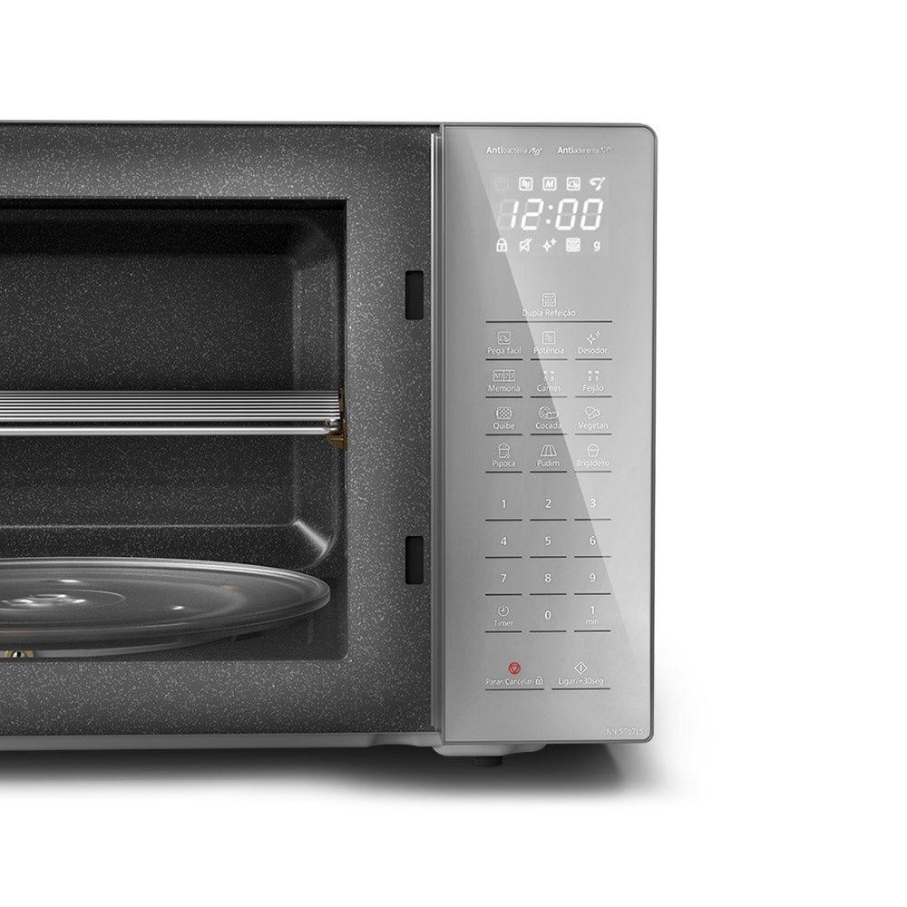 Micro-ondas Panasonic 34 Litros NN-ST67LSRUN, Porta Espelhada, Inox, 220V