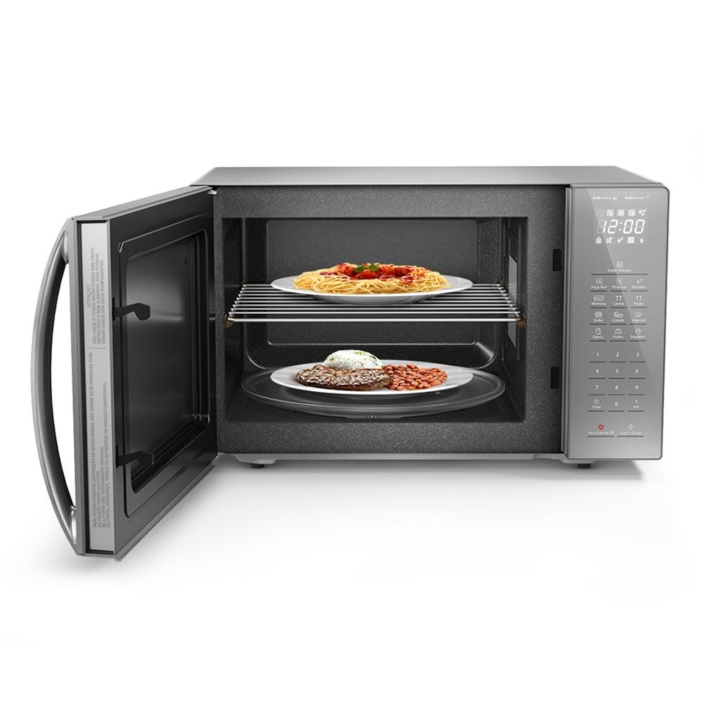 Micro-ondas Panasonic 34 Litros NN-ST67LSRUN, Porta Espelhada, Inox, 220V