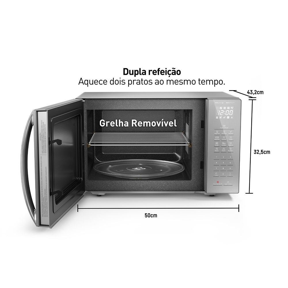 Micro-ondas Panasonic 34 Litros NN-ST67LSRUN, Porta Espelhada, Inox, 220V