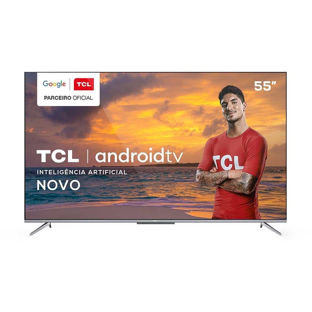 Smart TV LED 55" TCL 55P715 4K HDR com Wi-Fi, 2 USB, 3 HDMI, Android, Bluetooth, Comando de Voz, Google Assistant, 60Hz