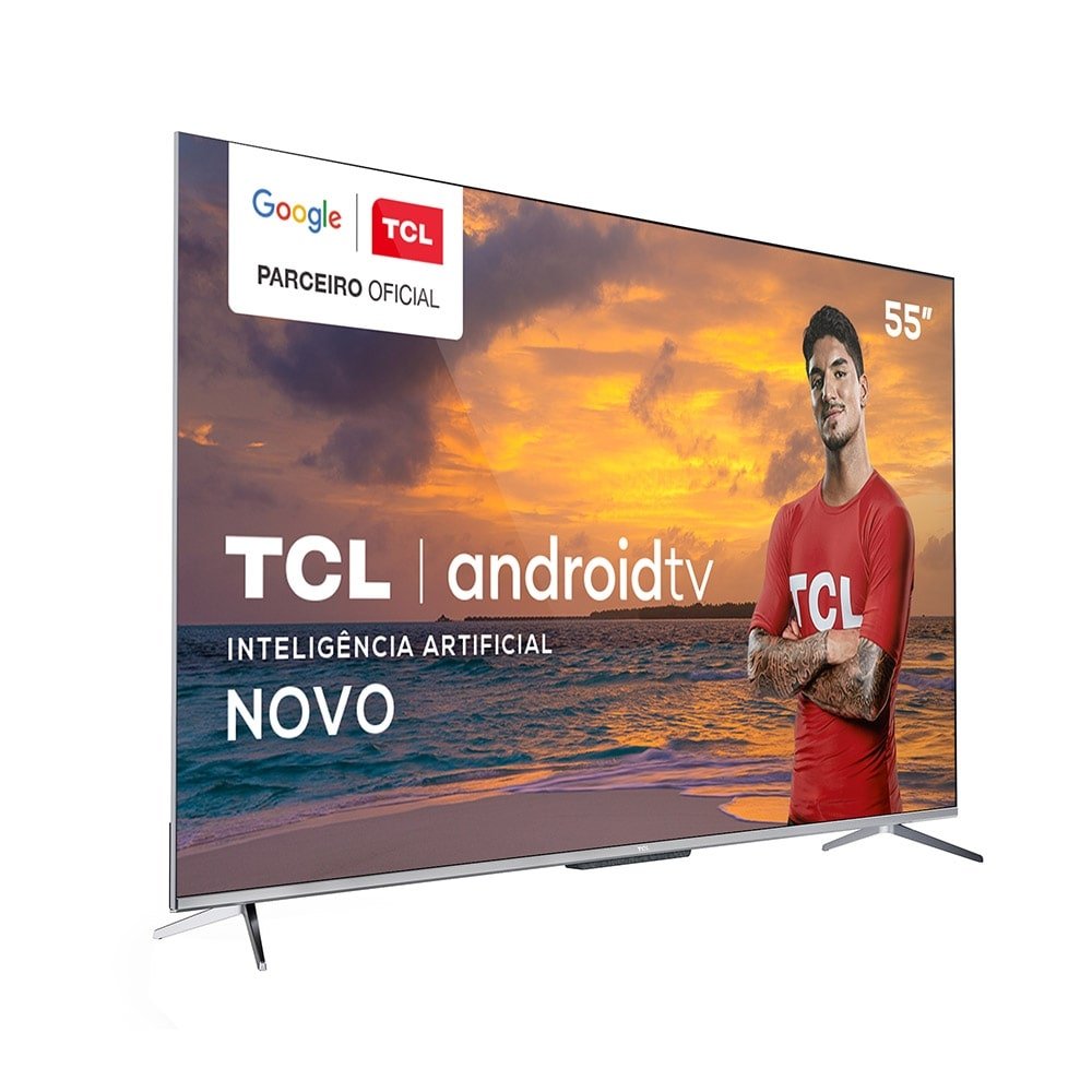 Smart TV LED 55" TCL 55P715 4K HDR com Wi-Fi, 2 USB, 3 HDMI, Android, Bluetooth, Comando de Voz, Google Assistant, 60Hz