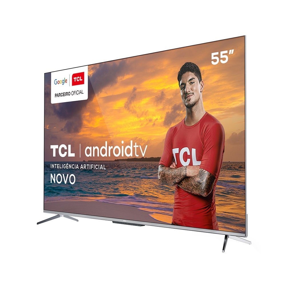 Smart TV LED 55" TCL 55P715 4K HDR com Wi-Fi, 2 USB, 3 HDMI, Android, Bluetooth, Comando de Voz, Google Assistant, 60Hz