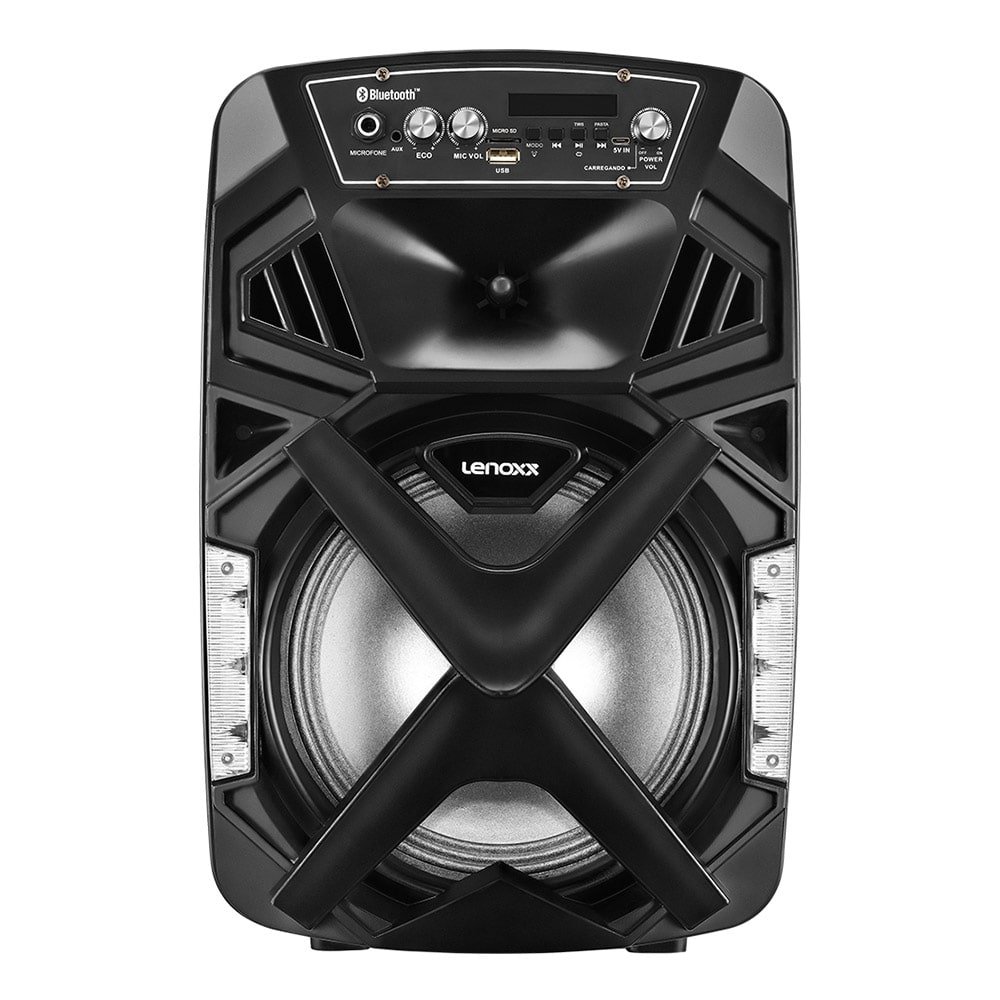 Caixa Amplificada Lenoxx CA101 Bateria, Bluetooth, SD/USB, LEDs, 150W, Bivolt