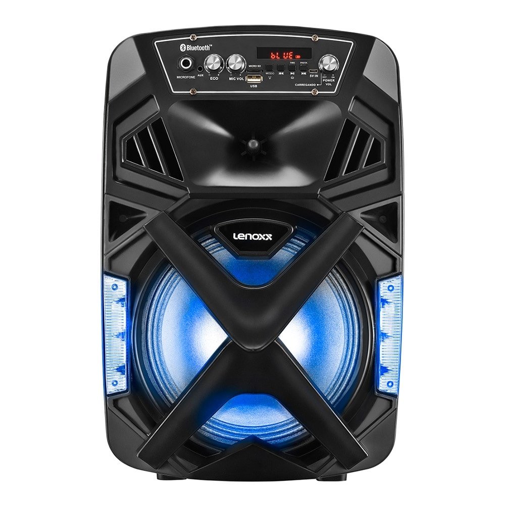 Caixa Amplificada Lenoxx CA101 Bateria, Bluetooth, SD/USB, LEDs, 150W, Bivolt
