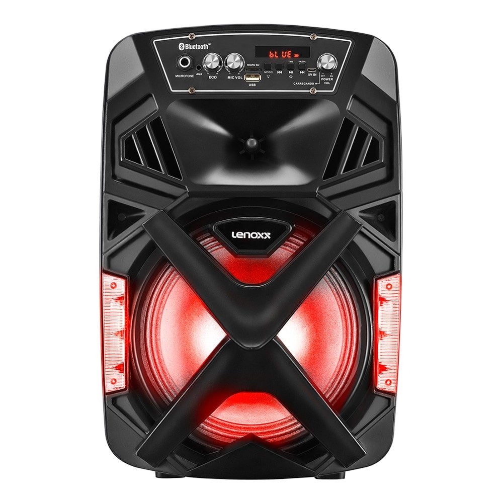 Caixa Amplificada Lenoxx CA101 Bateria, Bluetooth, SD/USB, LEDs, 150W, Bivolt