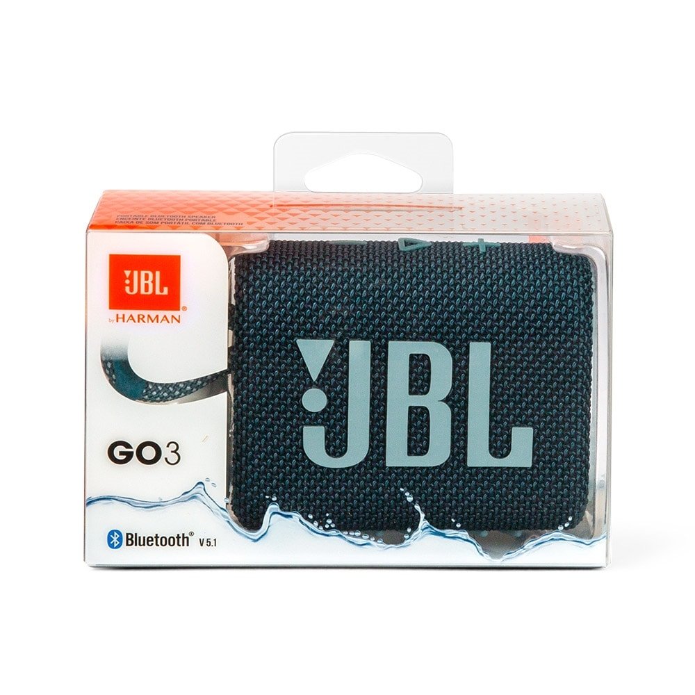 Caixa de Som Bluetooth JBL GO 3, Bateria de até 5h, À Prova D'Água, Azul