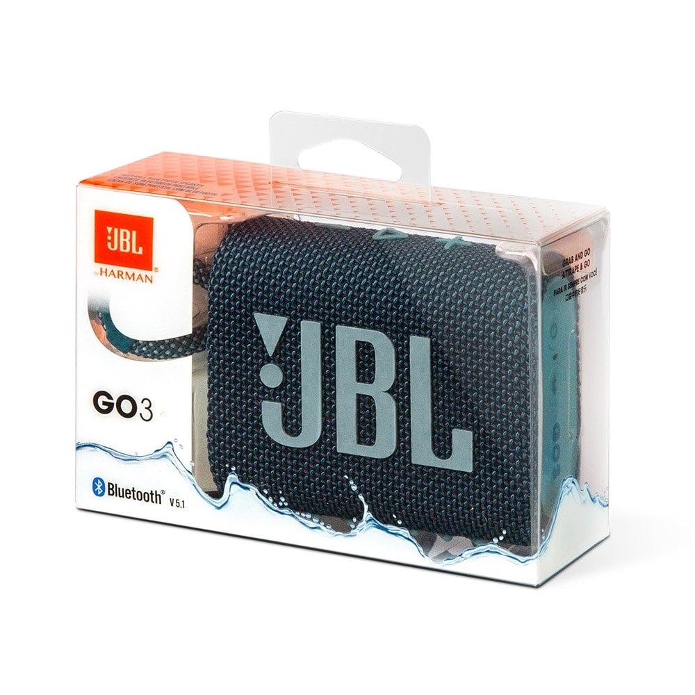 Caixa de Som Bluetooth JBL GO 3, Bateria de até 5h, À Prova D'Água, Azul