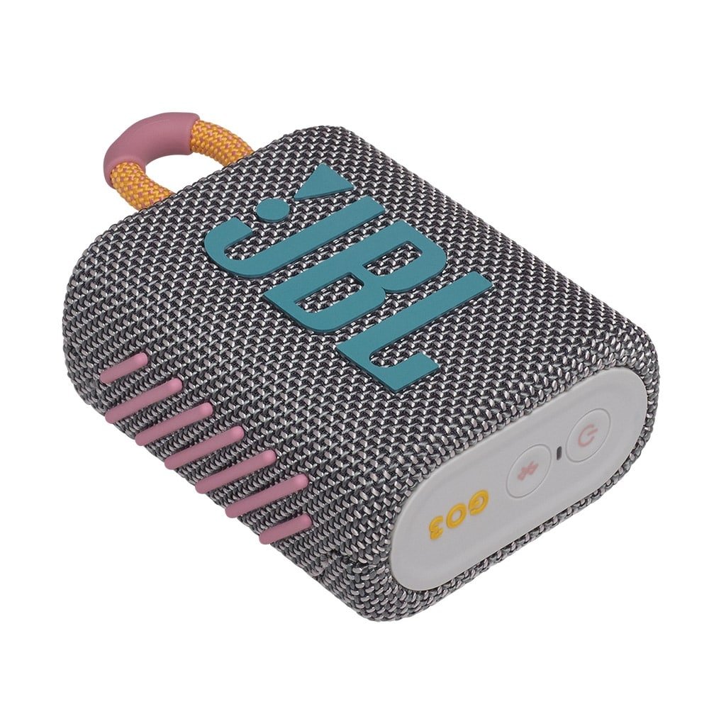 Caixa de Som Bluetooth JBL GO 3, Bateria de até 5h, À Prova D'Água, Cinza