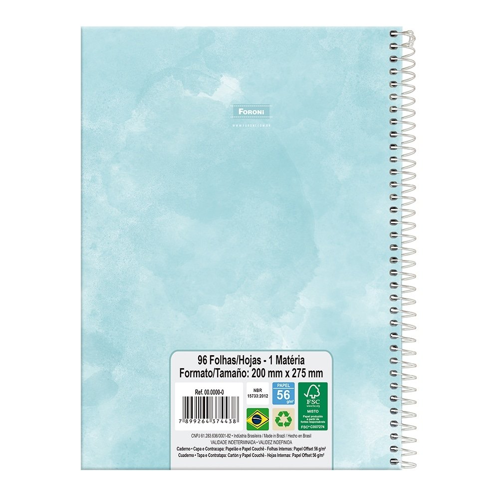Caderno Espiral Foroni Universitário Capa Dura Tie Dye 10 Matérias 160 Folhas - Embalagem com 4 Unidades (Sortidos)