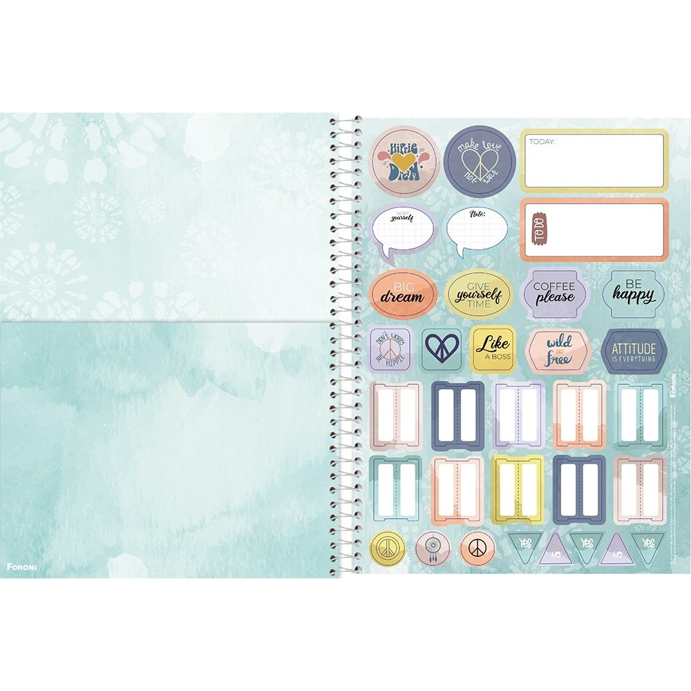 Caderno Espiral Foroni Universitário Capa Dura Tie Dye 10 Matérias 160 Folhas - Embalagem com 4 Unidades (Sortidos)
