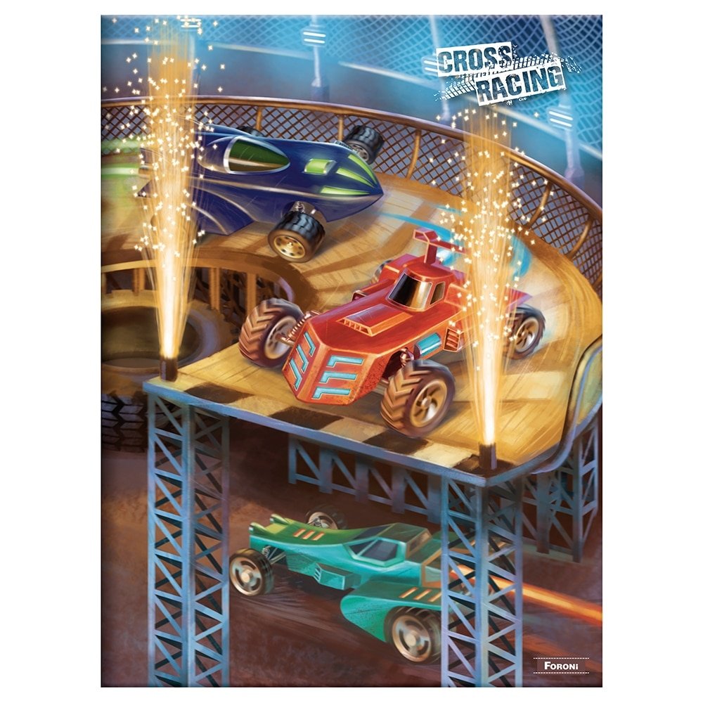 Caderno Brochurão Foroni Cross Racing 60 Folhas - Embalagem com 10 Unidades (Sortidos)