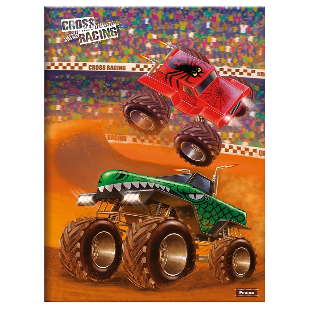 Caderno Brochurão Foroni Cross Racing 60 Folhas - Embalagem com 10 Unidades (Sortidos)