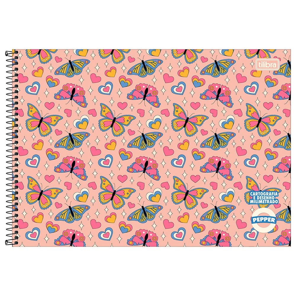 Caderno Espiral Tilibra Cartografia  Capa Dura sem Seda Pepper 80 Folhas - Embalagem com 4 Unidades (Sortidos)