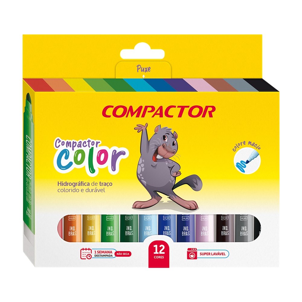 Caneta Compactor Hidrográfica Color 12 Cores- Embalagem 5 Unidades