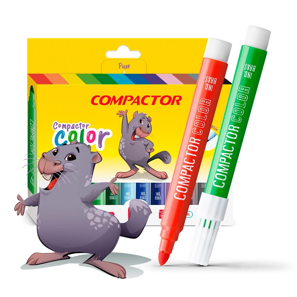 Caneta Compactor Hidrográfica Color 12 Cores- Embalagem 5 Unidades