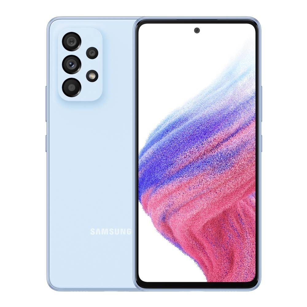 Smartphone Samsung Galaxy A53, Azul, Tela 6.5", 5G+Wi-Fi+NFC, And. 12, Câm. Tras. de 64+12+5+5MP, Frontal 32MP, 8GB RAM, 128GB