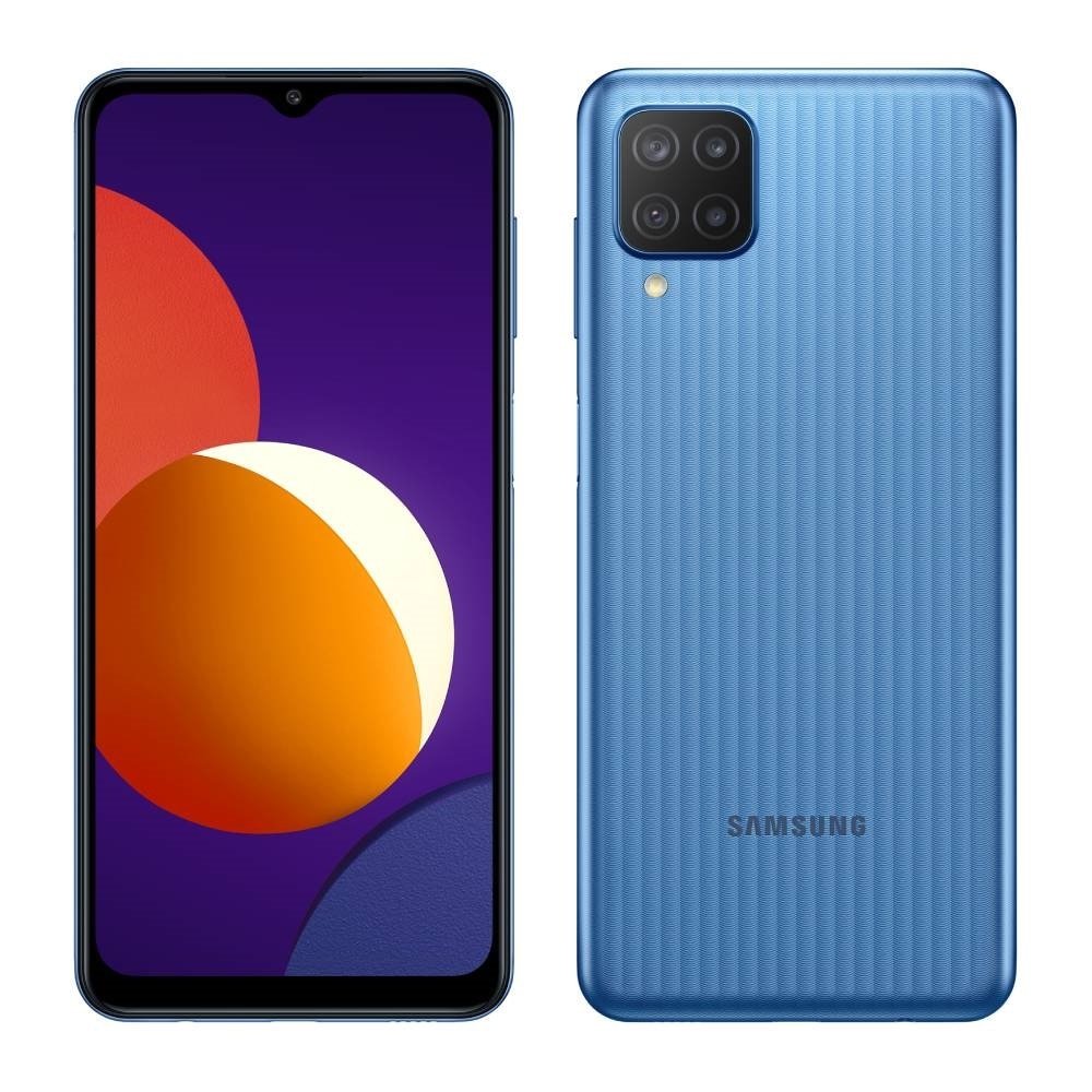Smartphone Samsung Galaxy M12 Azul, Tela 6.5", 4G+Wi-Fi+NFC, And. 11, Câm. Tras. de 48+5+2+2MP, Frontal de 8MP, 4GB RAM, 64GB
