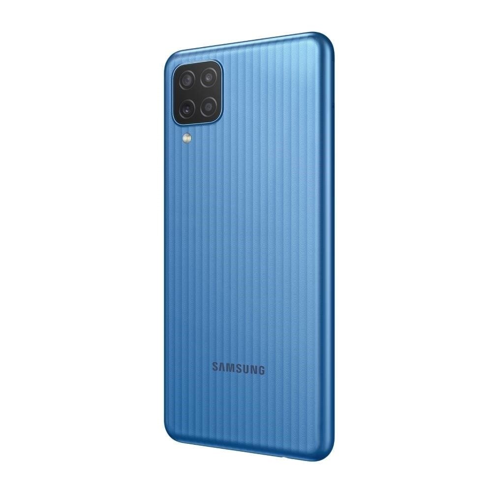 Smartphone Samsung Galaxy M12 Azul, Tela 6.5", 4G+Wi-Fi+NFC, And. 11, Câm. Tras. de 48+5+2+2MP, Frontal de 8MP, 4GB RAM, 64GB