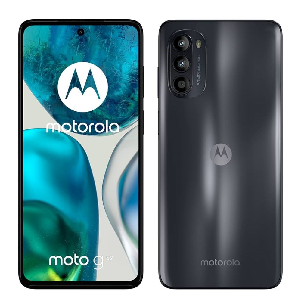 Smartphone Motorola Moto G52 Preto, Tela de 6.6" - 4G+Wi-Fi+NFC, And. 12, Câm. Tras.- 50+8+2MP, Frontal 16MP, 4GB RAM, 128GB