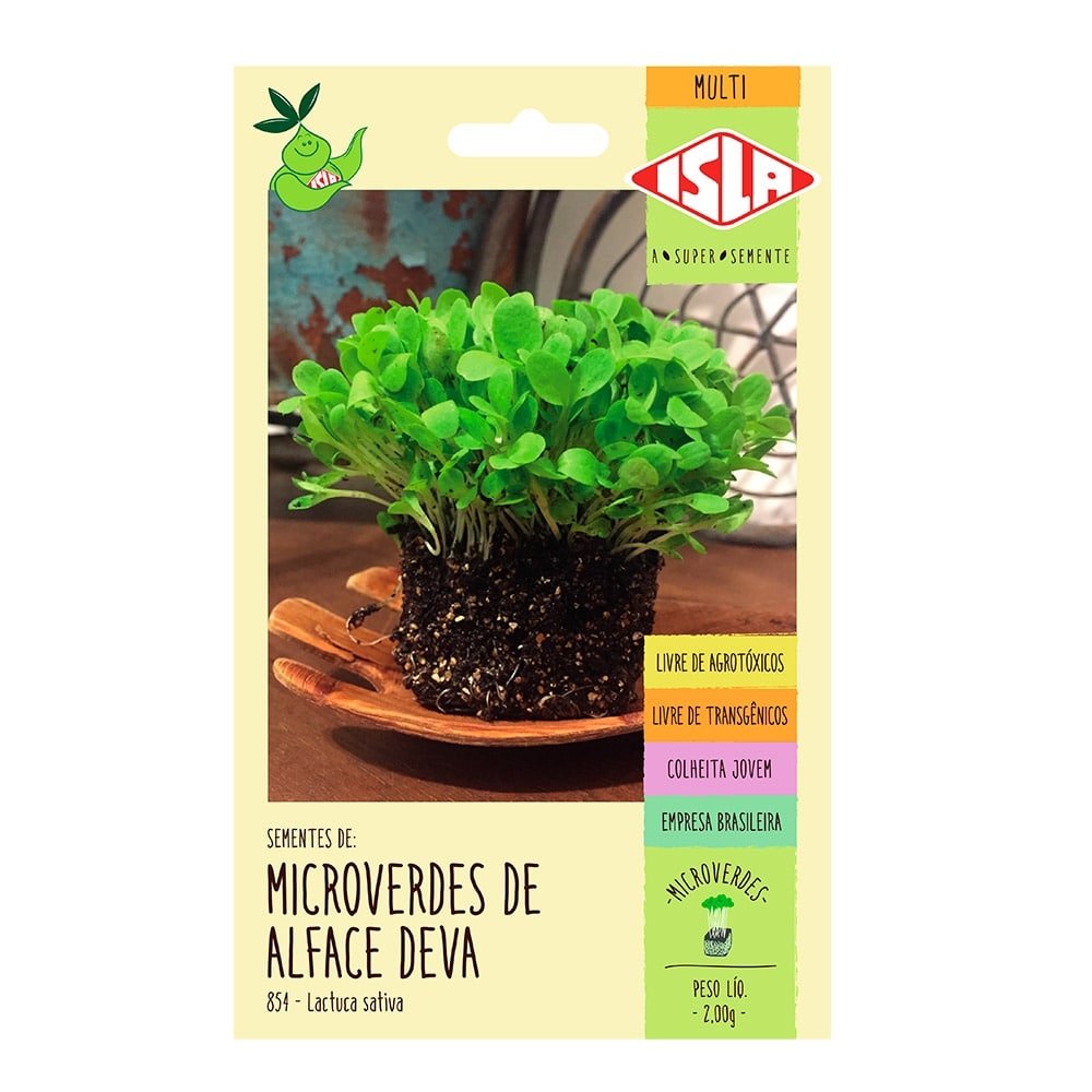 Sementes Microverdes de Alface Deva Isla, 2g - Embalagem com 20 Unidades