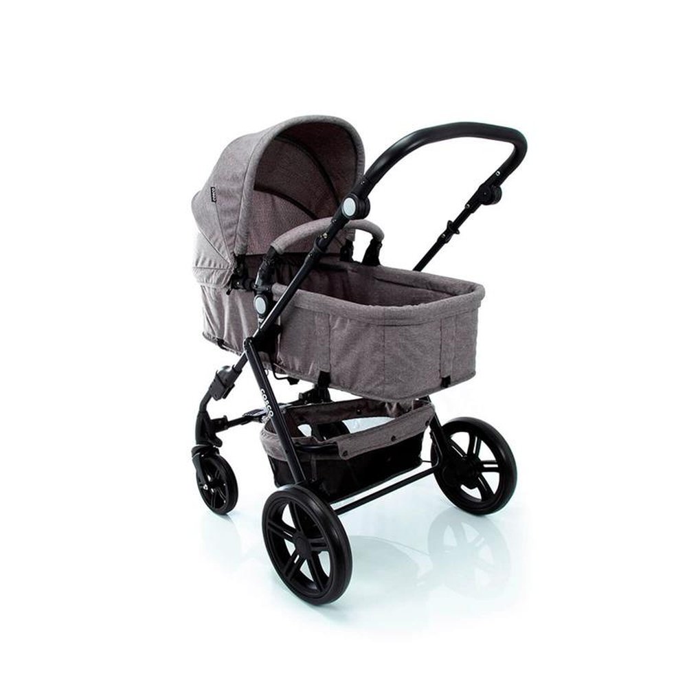 Carrinho de Bebê Cosco Poppy Trio Reversível com Função Moisés + Bebê Conforto, Cinza Mescla