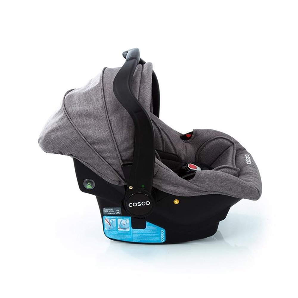 Carrinho de Bebê Cosco Poppy Trio Reversível com Função Moisés + Bebê Conforto, Cinza Mescla