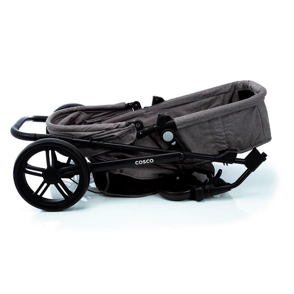 Carrinho de Bebê Cosco Poppy Trio Reversível com Função Moisés + Bebê Conforto, Cinza Mescla