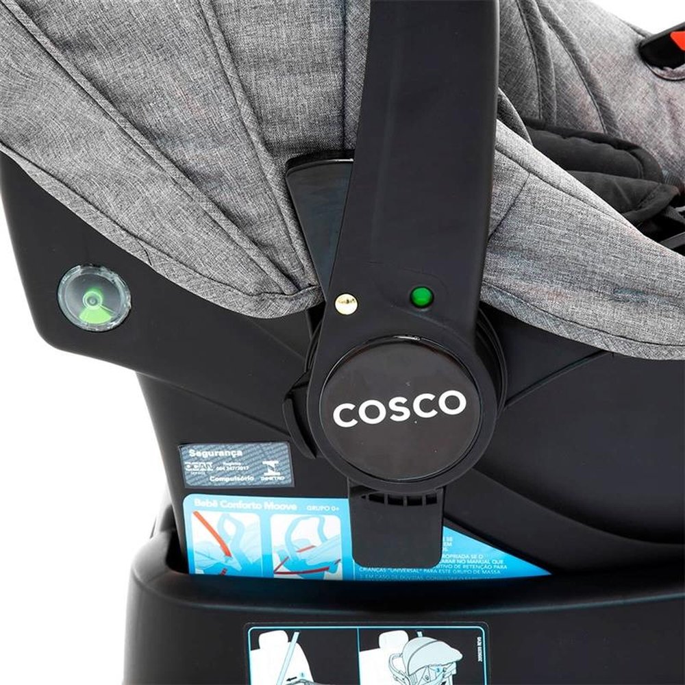 Carrinho de Bebê Cosco Poppy Trio Reversível com Função Moisés + Bebê Conforto, Cinza Mescla